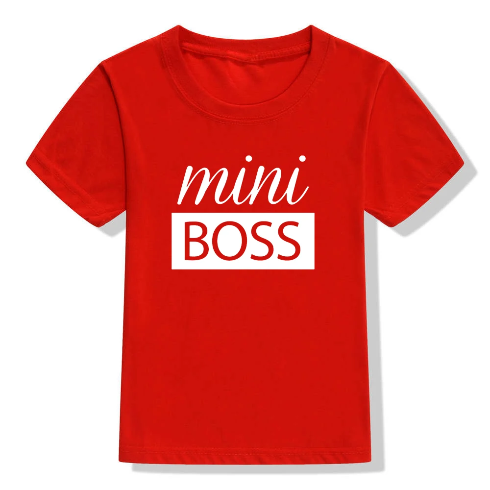 Летняя футболка для мальчиков Mini Boss футболка с короткими рукавами для маленьких мальчиков и девочек Повседневная Свободная футболка с рисунком модные детские футболки