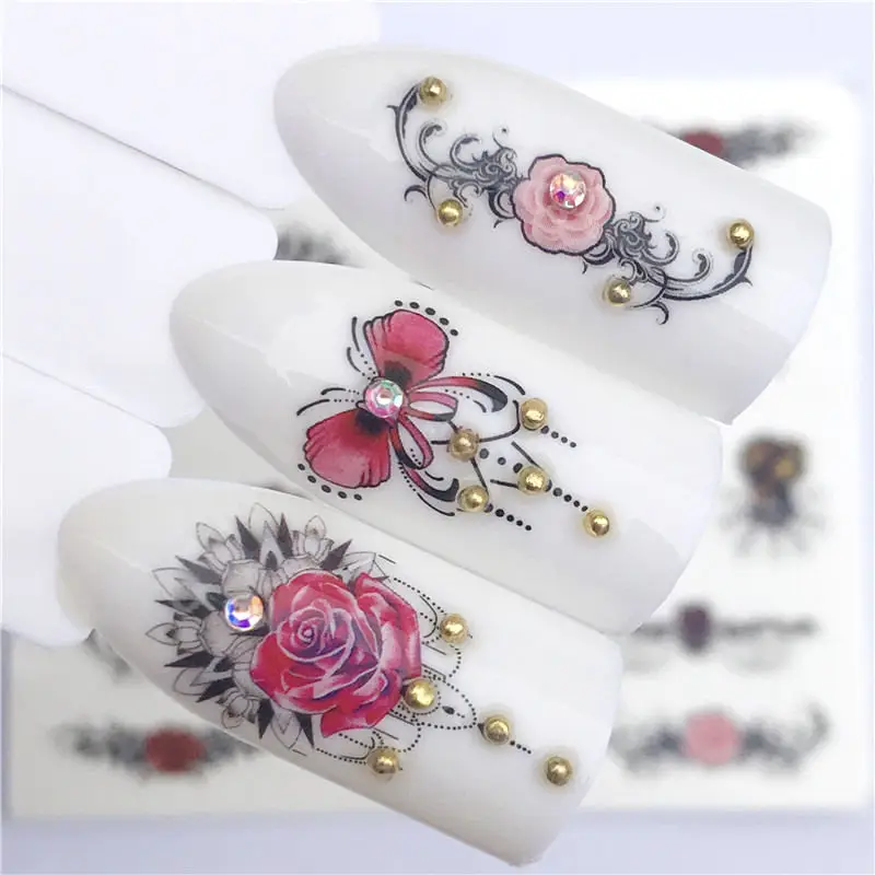YZWLE цветок серии ногтей переводные наклейки воды Полный Обертывания олень/Лаванда Типсы для ногтей DIY - Цвет: YZW-3083
