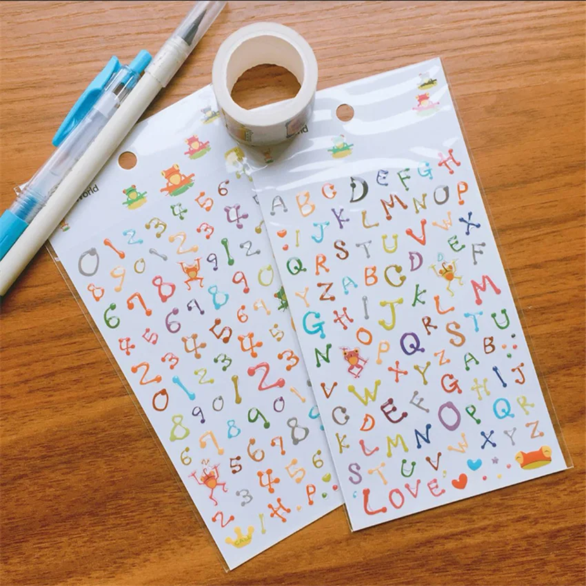 

1pack/lot Korean Funny Three-dimensional glue sticker 3D Decoration Artistic alphanumeric sticker