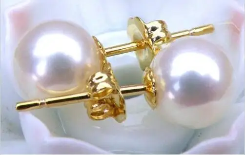 

Free Shipping >>>>TOP 8MM AAA+++ GRADE PERFECT ROUND WHITE AKOYA PEARLS EARRING 14K SOLID GOLD