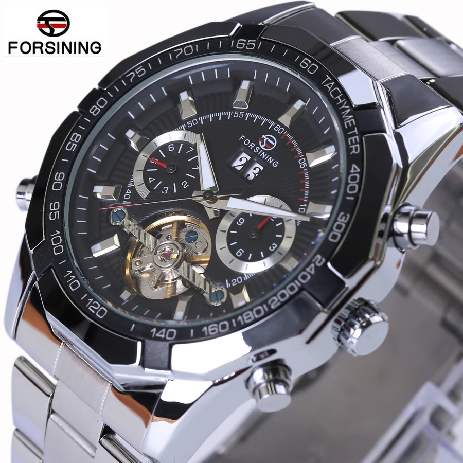 

FORSINING Brand Designers Multi Function Automatic Mechanical Big Watches Full Steel Atmos Army Clock Men's Tourbillon Watch