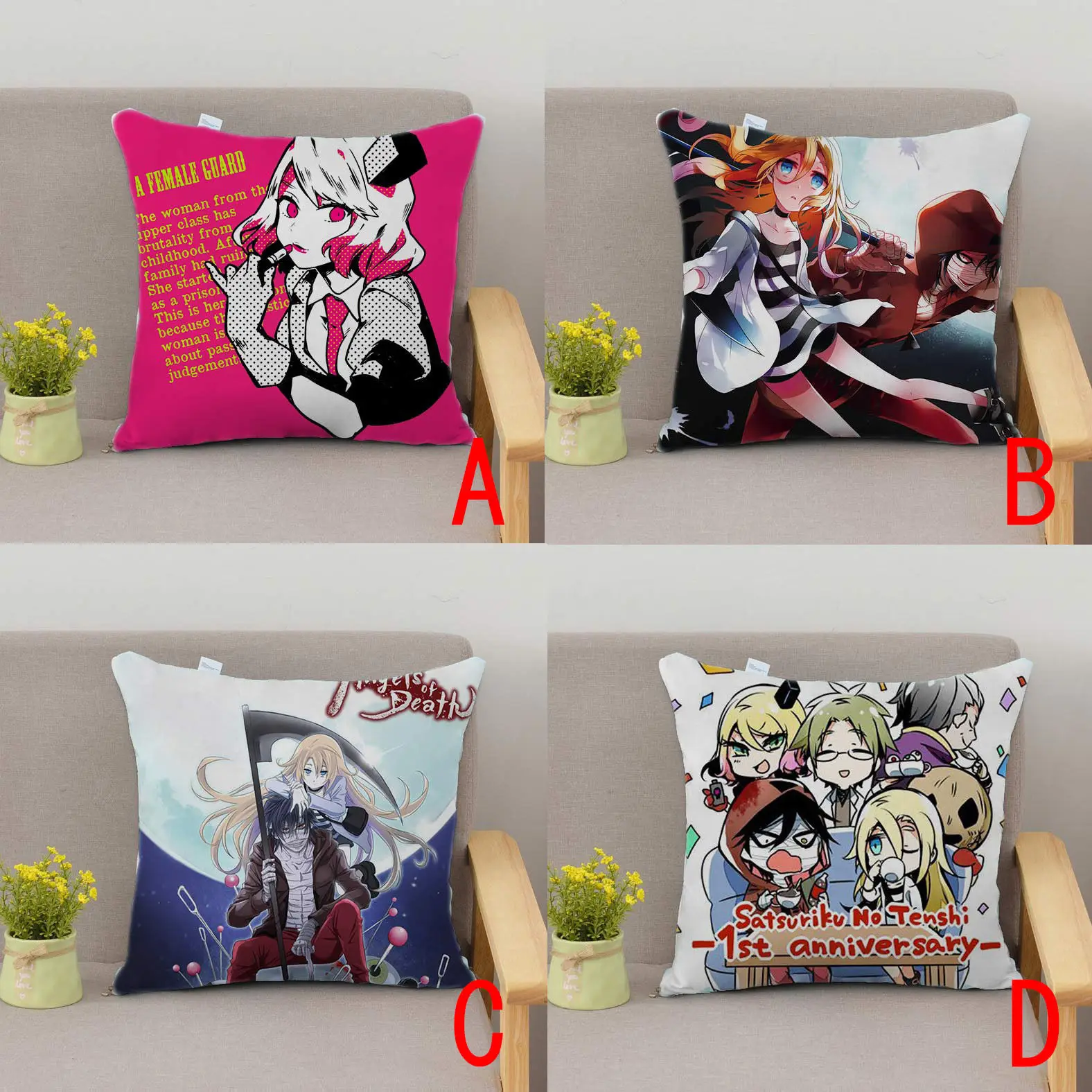 OHCOMICS 40*40CM Anime Angels of Death Zack Ray Cushion Dakimakura Pillow Case Slip Tick Cover Home Decor Costume Gifts |