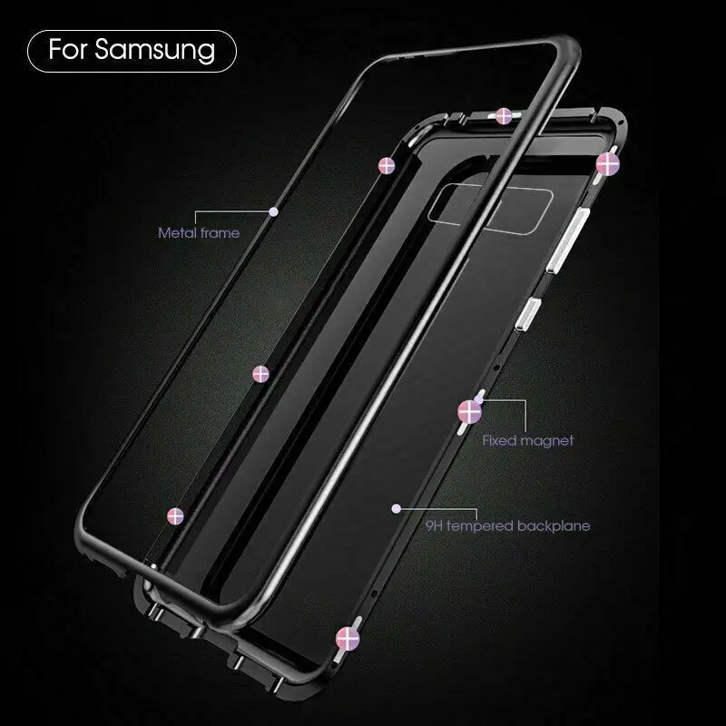 Zensime Magnetic Adsorption Metal Case For Samsung Galaxy S10 S9 S8 Plus Tempered Glass Back Magnet Cover For Note 8 9 Cases