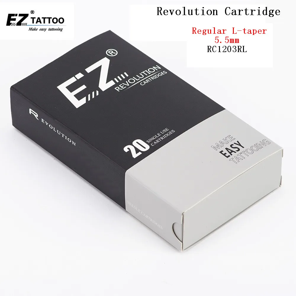 

RC1203RL EZ Revolution Tattoo Needle Cartridges with safety membrane Rould Liner #12 Regular Long Taper (5.5mm)