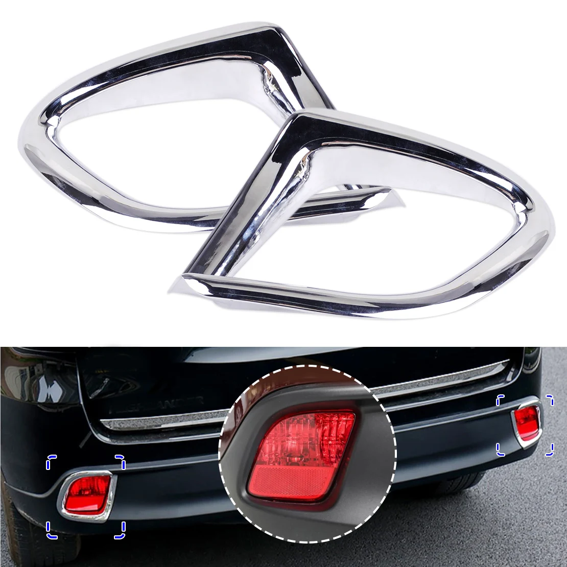 

CITALL Car styling 2pcs ABS Chrome Rear Fog Light Lamp Cover Trim fit for Toyota Highlander 2014 2015 2016 2017
