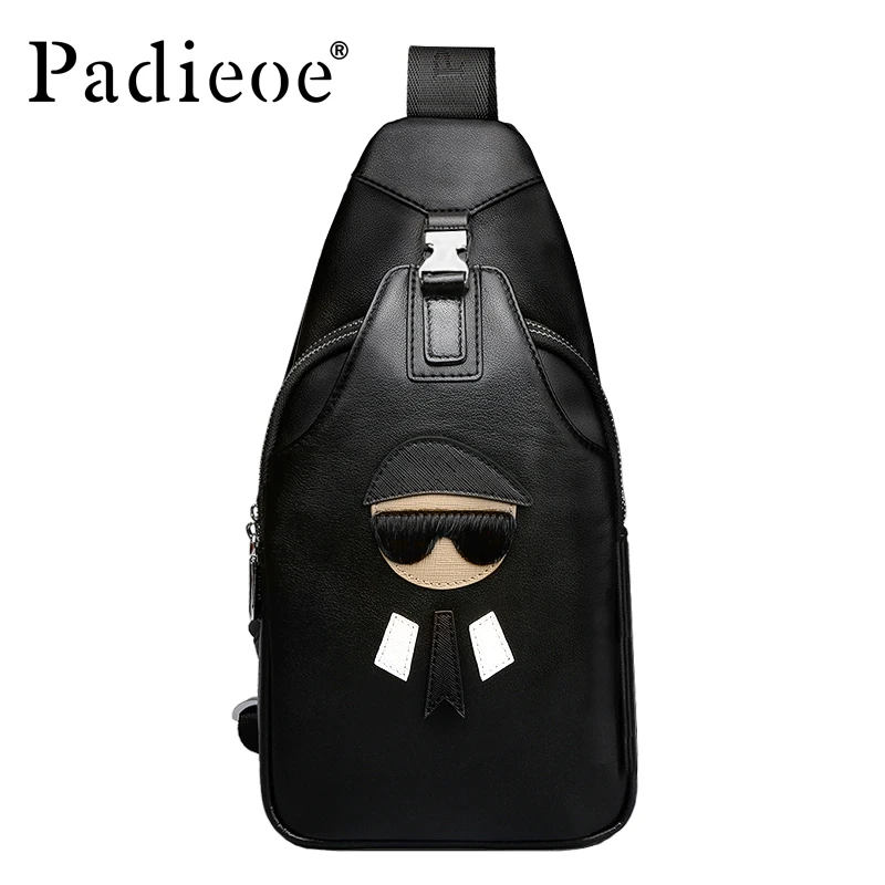 

Padieoe Travel Chest Bags For Male Men's Crossbody Messenger Bag Genuine Leather Men Sling Bag for Phone Men's Leather Pouch