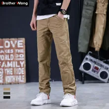 Осень зима новые брюки карго для мужчин Классический стиль маленькие Прямые хлопковые повседневные комбинезоны брюки мужской бренд высокое качество