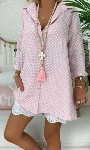 Plus Size S-3XL Women Dot V-neck Long Sleeve Blouses Ladies Shirts Summer Casual Tops Loose Long Blouse Streetwear Woman Clothes Plus Size S-3XL Women Dot V-neck Long Sleeve Blouses Ladies Shirts Summer Casual Tops Loose Long Blouse Streetwear Woman Clothes
