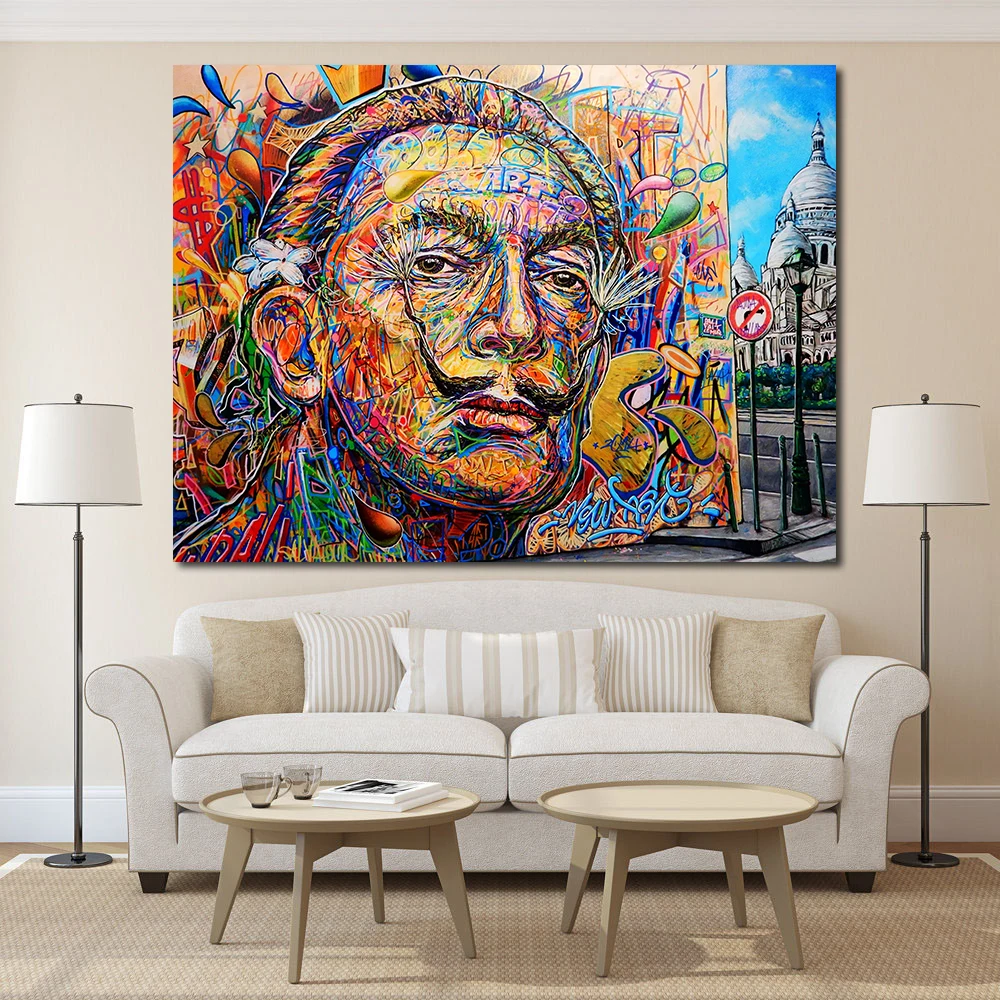 

JQHYART Modern Decorative Pictures Salvador Dali Street Art Picture Home Decor Canvas Print No Frame Canvas