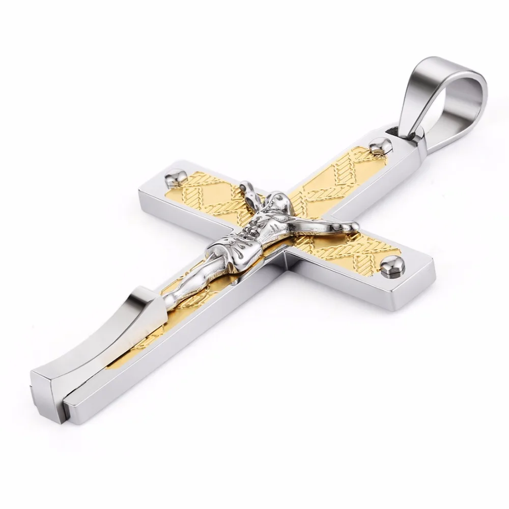 Мужское ожерелье с подвеской из нержавеющей стали, христианский крест Иисуса, мужская длинная Византийская цепь, высокое качество, мужские ювелирные изделия, подарок для отца CN008