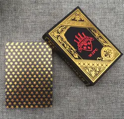 15% ПВХ игральные карты водостойкий роскошный черный Золотая фольга покерные карты Премиум матовая пластиковые карты; Настольные игры