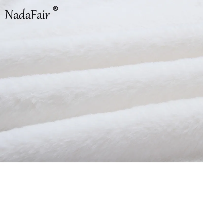 Nadafair long sleeve turtleneck white soft plush sweater women 2018 autumn winter casual thick warm faux fur pullover tops women