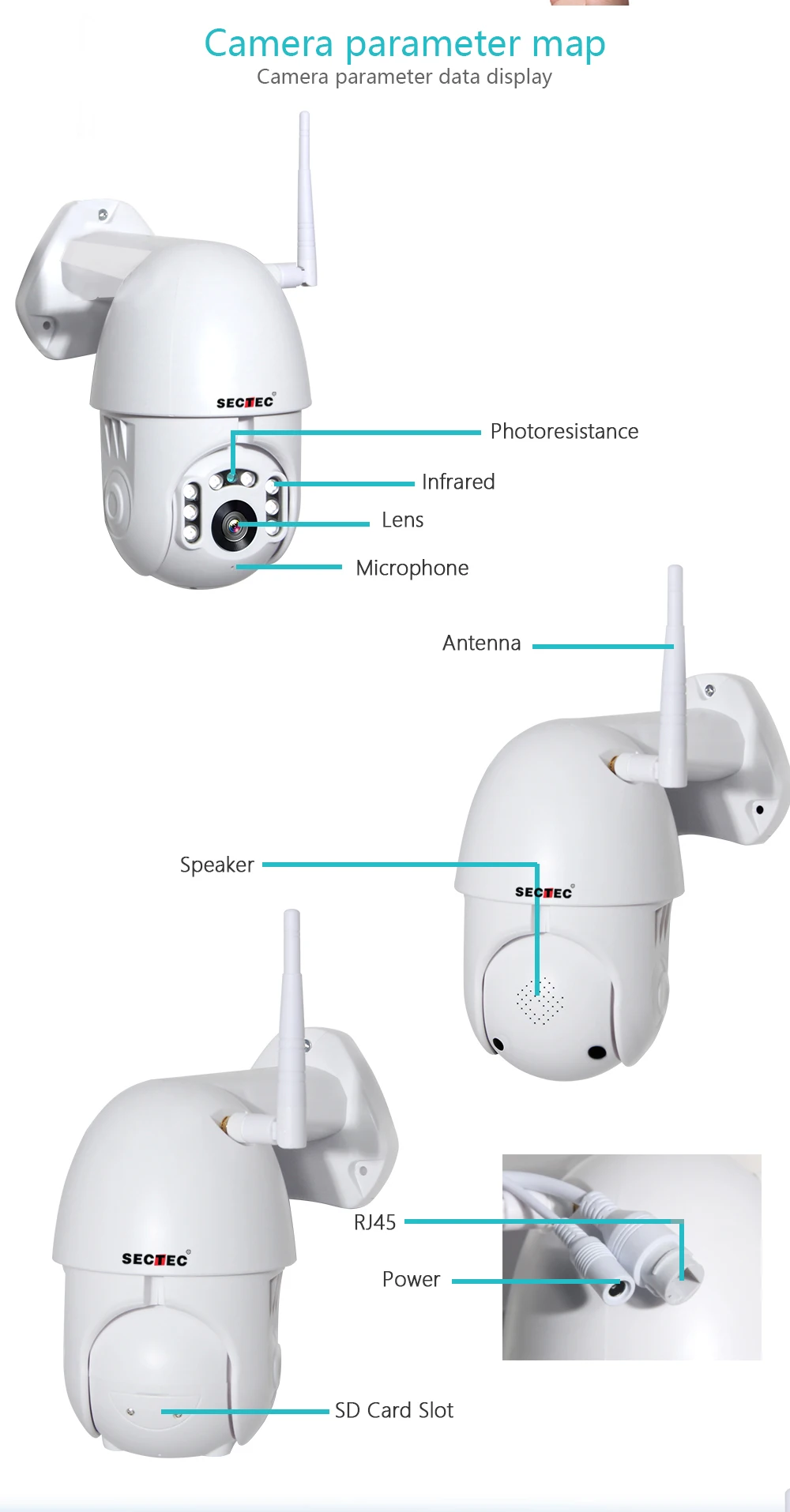 SECTEC 1080P PTZ IP камера с автоматическим отслеживанием Скорости Купольная Wi-Fi беспроводная CCTV камера наружного наблюдения Водонепроницаемая камера