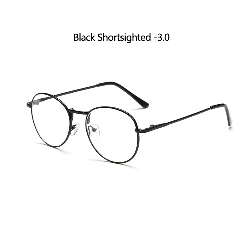 Zilead, Классическая Металлическая маленькая оправа, круглые очки для близорукости, женские и мужские прозрачные линзы, очки для близоруких, близорукие очки - Цвет оправы: black myopia 3.0
