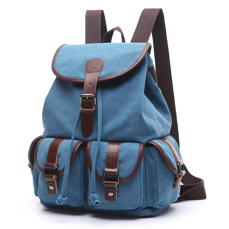 Мужская сумка, брезентовый Рюкзак, школьная сумка, большая вместительность, сумка на плечо для школьников, водонепроницаемый выбор цветов, практичная - Цвет: Blue large