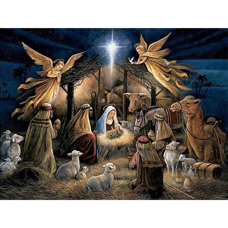 

LZAIQIZG Official Store Diamond Painting Religion Jesus Birth Diamond Embroidery Full Set Diamond Mosaic Rhinestone Decorations