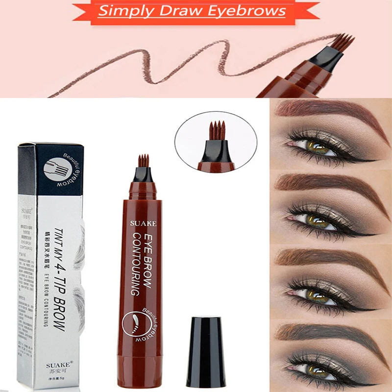 

Micro-motion Eyebrow 5 Color Waterproof Fork Tip Tattoo Pen Coloring Fine Sketch Eyebrow Pencil Durable Eyebrow Brush