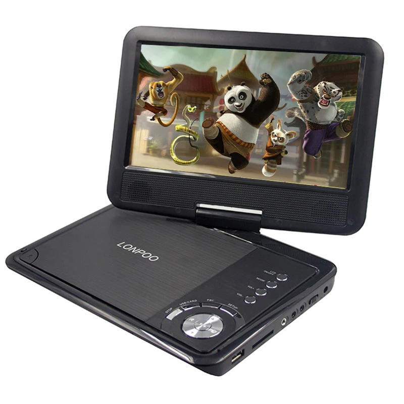 

LONPOO 9 Inch portable DVD player with rotatable screen game function support CD player MP3/MP4 dvd player for home car