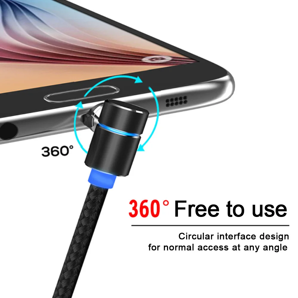 Магнитный кабель Micro USB угол 90 градусов плетеный для передачи данных Samsung/Sony/Xiaomi