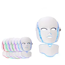 7 цветов свет светодиодный маска для лица с шеи омоложение кожи уход за лицом для анти Акне терапия отбеливание инструмент красоты