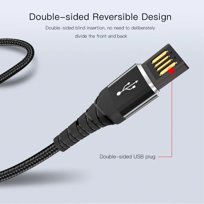 Yesido CA35 Реверсивный USB кабель Micro USB шнур быстрое зарядное устройство кабель для Xiaomi Redmi huawei зарядный провод Micro USB Кабель-адаптер