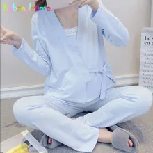 3Piece Spring Autumn Maternity Nightwear Pregnancy Clothing Set Cotton Pregnant Pyjama Nursing Clothes Breastfeeding Suit BC1653