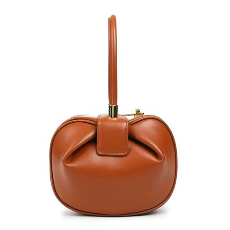 

Chic Dumplings Wrist Handbag Leather Fashion Small Top Handle Bag Hobos Tote Stylish Bags For Women Little Feminine Pouch