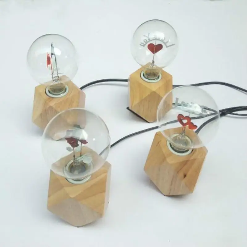 

Vintage Wooden Table Lamp Diamond Stars Creative Decorative Light Table Lamps For Living Room Luminaria De Mesa Lamps