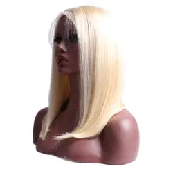 613 блондинка Синтетические волосы на кружеве парик короткий боб индийские прямые Синтетические волосы на кружеве человеческих волос
