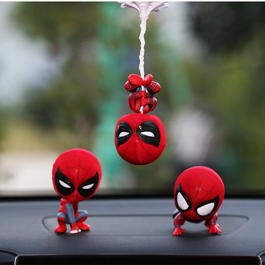 

1pcs Car Cartoon Spiderman Model Shake Head Toy Resin Ornament Magnet Auto Interior Dashboard Decoration Doll Accessories