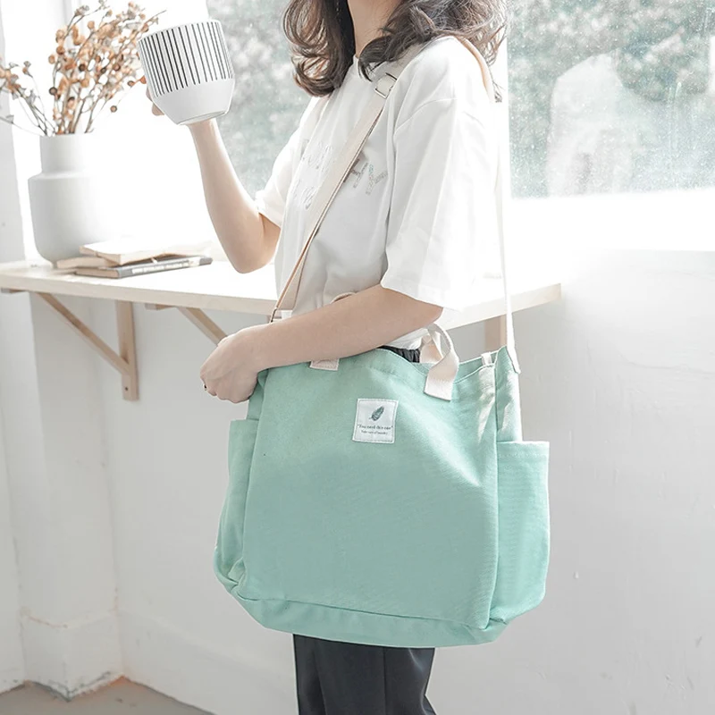 Women Canvas Shoulder Bag Large Capacity Female Crossbody Bags Casual