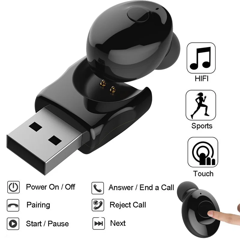 Bluetooth 5 0 Микро Мини наушники спортивные одиночные Беспроводные вкладыши бизнес