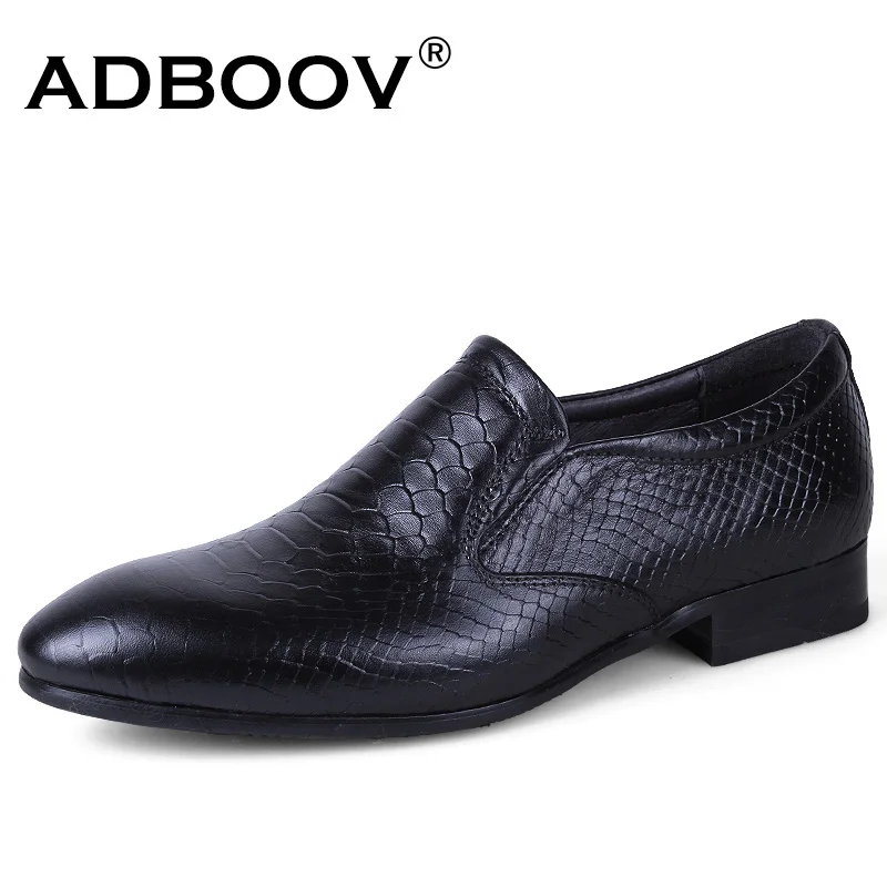 

ADBOOV Large Sizes 39-50 Men Dress Shoes Genuine Leather Men Shoes Pointed Toe Slip On Loafers Snake Skin Shoes Zapatos Hombre