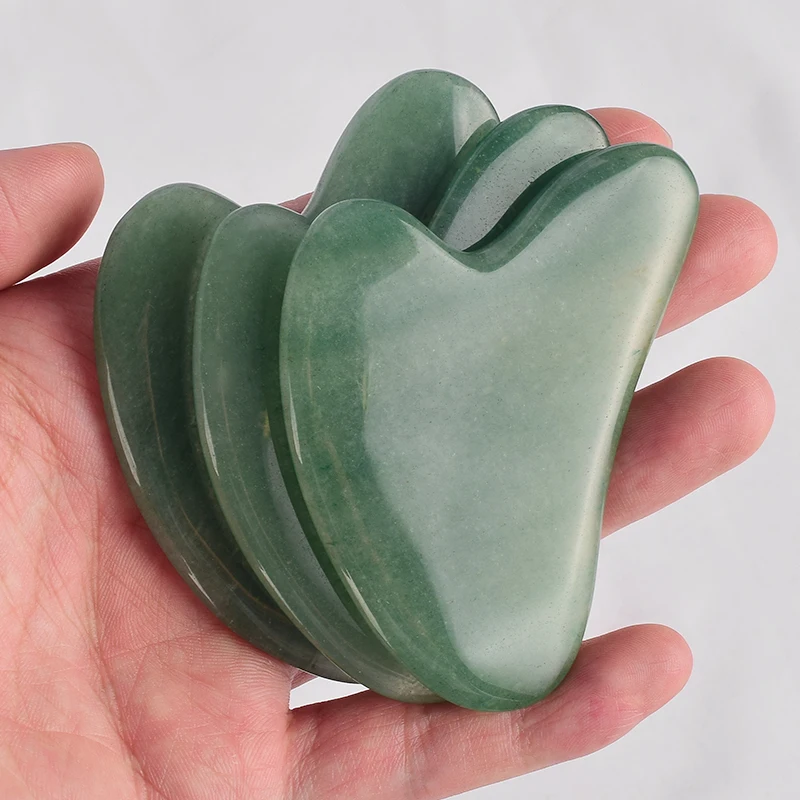 Скребок Gua Sha с коробкой для акупунктуры лица, массажный инструмент, натуральный зеленый авантюрин, скребок для спины и ног, спа-терапия, Нефритовая доска