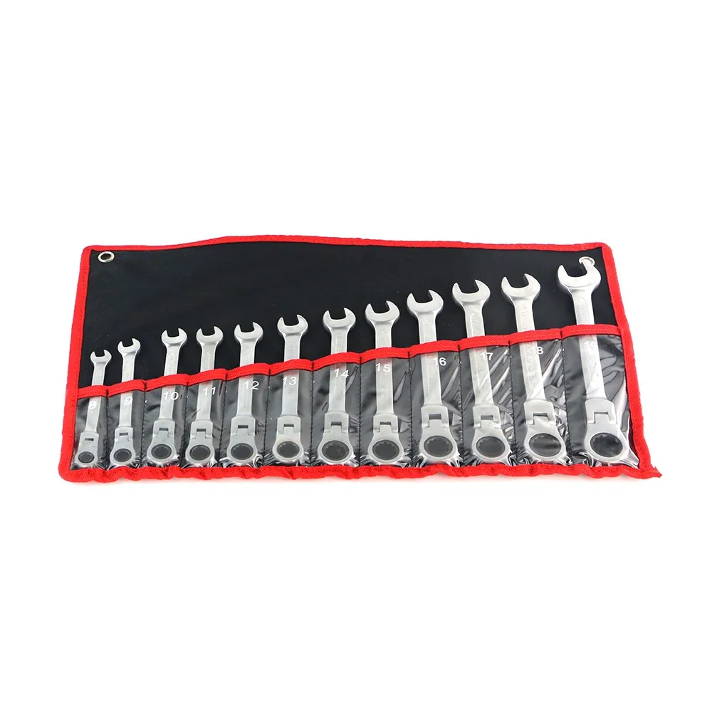 12pcs Combination Flexible Gear Nut Wrench With Ratchet Box End Open