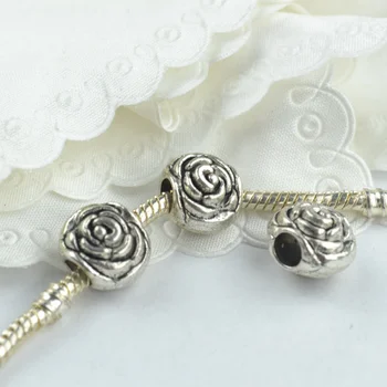 

10 pcs Tibetan Silver flower metal Beads Fit For European Charm Bracelet Jewelry Making DIY Jewelry Findings Handmde 18160