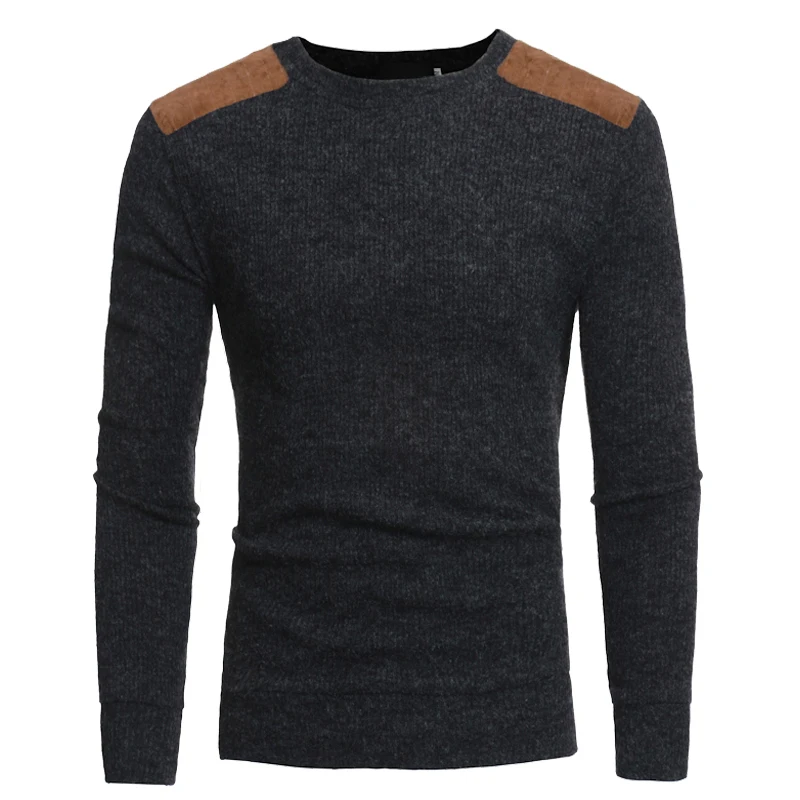 Свитера, пуловеры Для мужчин 2018 мужские брендовые Повседневное тонкий Свитеры для женщин Для мужчин замша патч Дизайн хеджирования