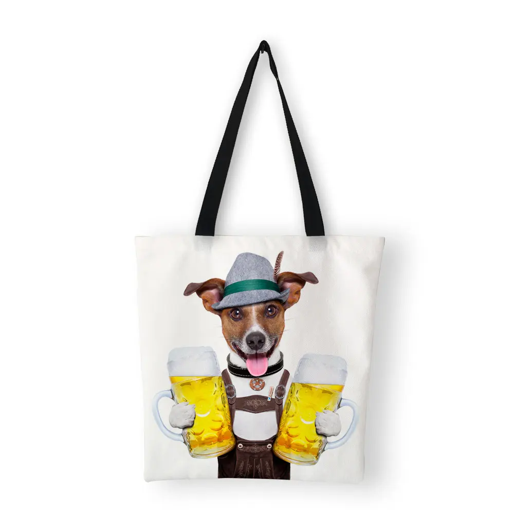 

Hand Bags Women 2019 Customized Dog Print Student Bag Tote Large Reusable Canvas Shopping Bag