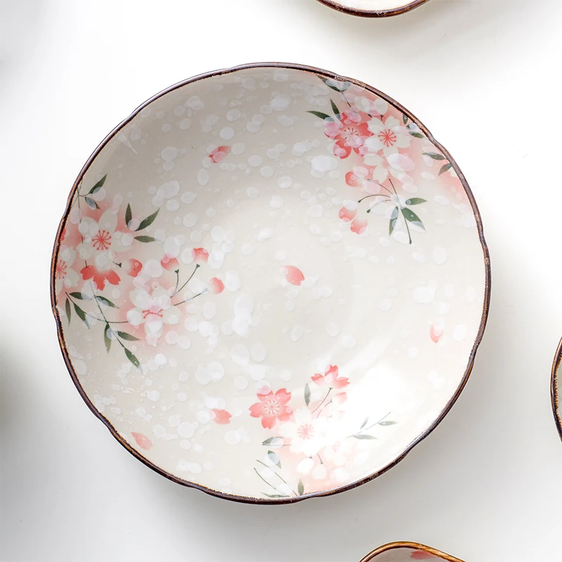 EECAMAIL тарелка в японском стиле для дома, креативная керамическая Снежинка, глазурь, посуда для пельменей, Набор круглых тарелок