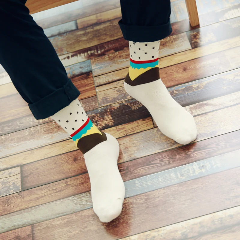 В свободном доступе! Новые трендовые мужские носки в трубке носки в горошек цветные хлопковые льняные EUR39-44