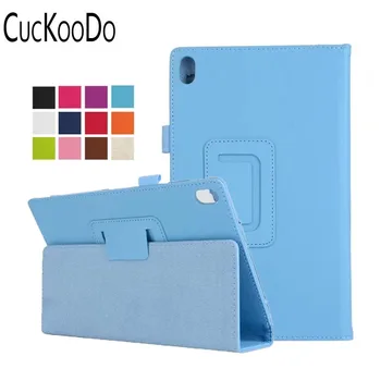 

CucKooDo 50Pcs/lot PU Leather Folio Cover With Auto Wake / Sleep for Lenovo Tab 4 8 Plus (TB-8704F/N) 2017 Release Tablet