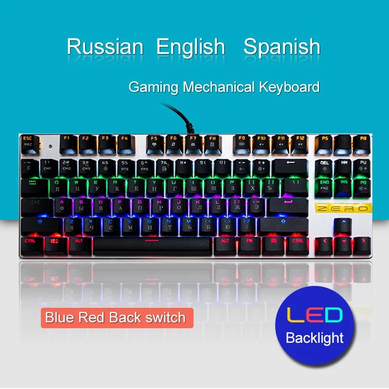 

METOO ZERO Gaming Mechanical Keyboard Blue Red Black switch LED backlight Gaming Keyboard 104 key Anti-Ghosting LOL