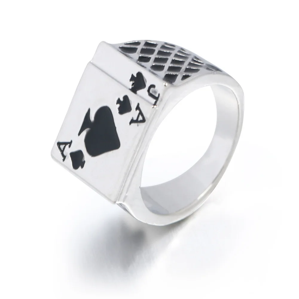 Старинное серебряное мужское кольцо винтажное индивидуальное пиковое кольцо в форме сердца кольца с изображением покера для мужчин ювелирные изделия Серебряное мужское кольцо - Цвет основного камня: 18cm