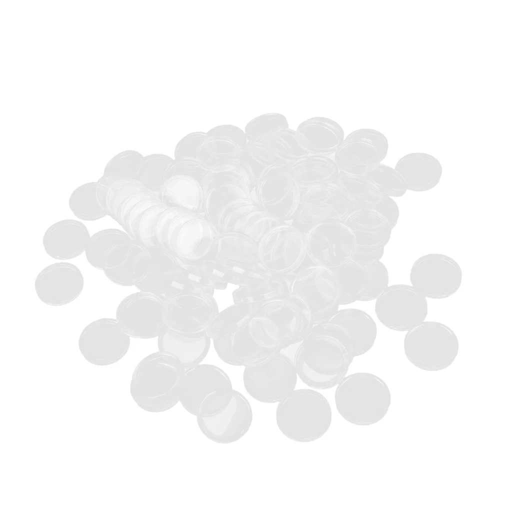 100pcs 33mm Clear Round Case Coin Plastic Capsules Holder Container New