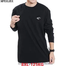MFERLIER, футболка большого размера, мужские футболки, Лев, длинный рукав, зима, весна, размера плюс, большой, 5XL, 8XL, 7XL, домашние черные футболки, хлопковая футболка
