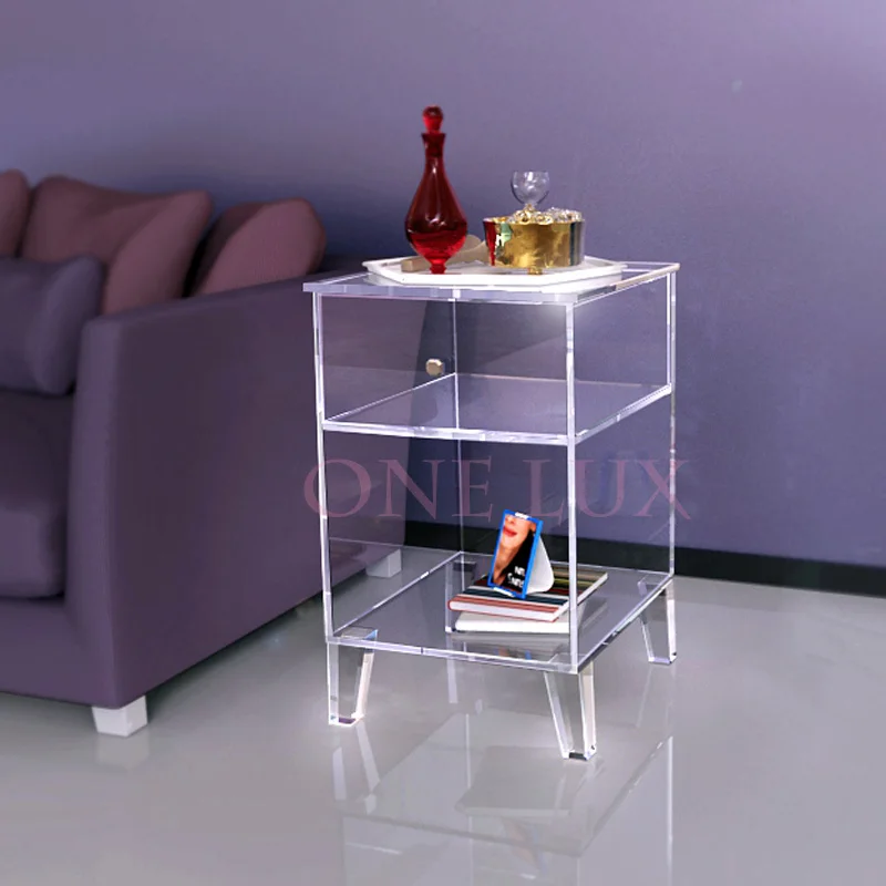 ONE LUX Clear Acrylic Nightstand Single Drawer,Lucite End Sofa Cabinet Table