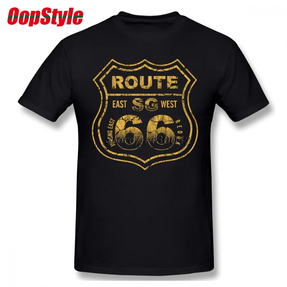 Route 66 мать дорога футболка для мужчин плюс размеры хлопок Футболка команды 4XL 5XL 6XL Camiseta - Цвет: Черный