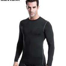 Ganyanr Марка сжатия рубашка с длинным рукавом человек майка Фитнес сухой подходят Бег Рубашки для мальчиков Бодибилдинг Спорт рубашка беговая Костюмы