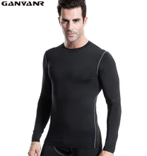 Camiseta interior de manga larga para hombre, ropa interior para Fitness, para correr, culturismo, trajes para correr, marca GANYANR (4)