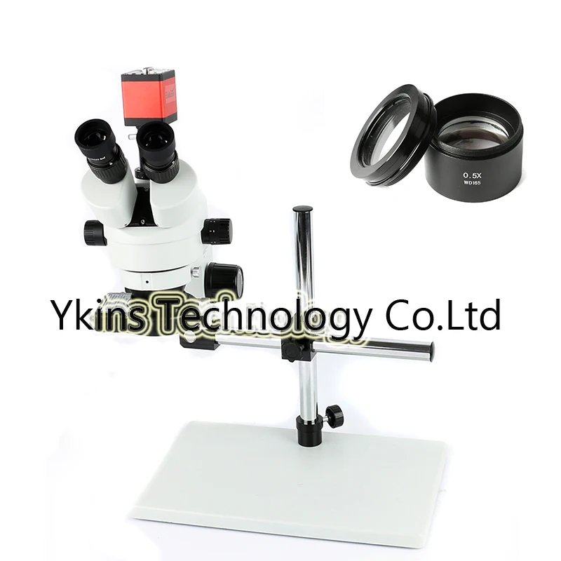 

New 7X-45X Trinocular stereo microscope z +13MP HDMI VGA industrial microscope camera +56 LED lights+ large size boom